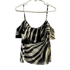 SHOW ME YOUR MUMU ABRIA RUFFLE TOP Zebra Striped Size Small
